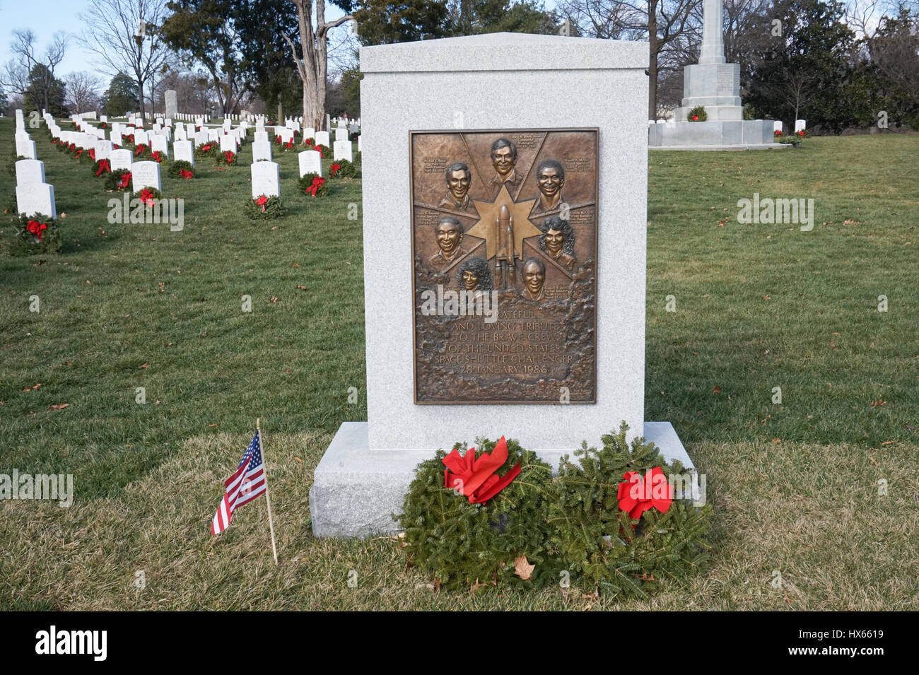 The Space Shuttle Challenger memorial, Arlington National Cemetery, Virginia, USA Stock Photo