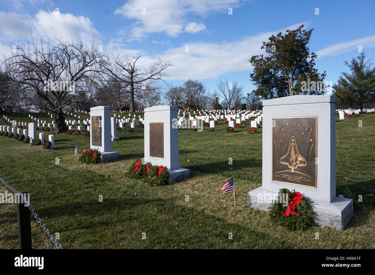 The monuments to the Space Shuttle disasters, Arlington National Cemetery, Virginia, USA Stock Photo