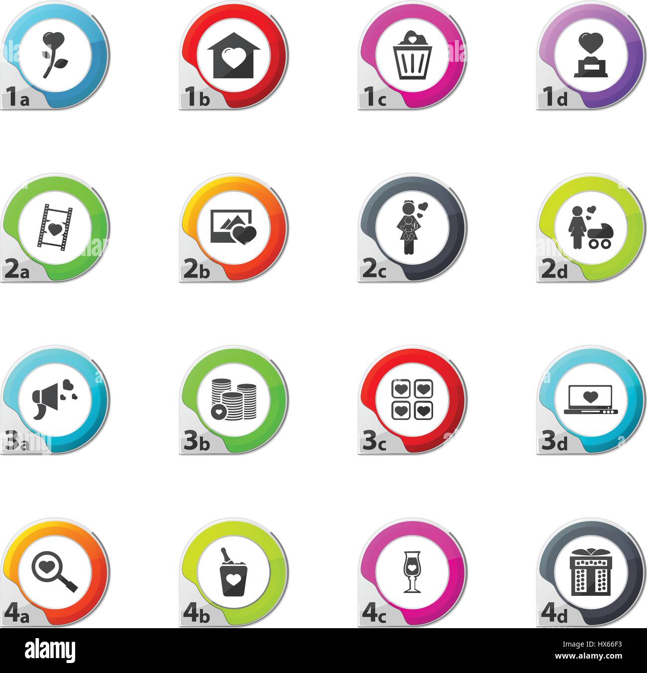 Valentines Day web icons for user interface design Stock Vector Image ...