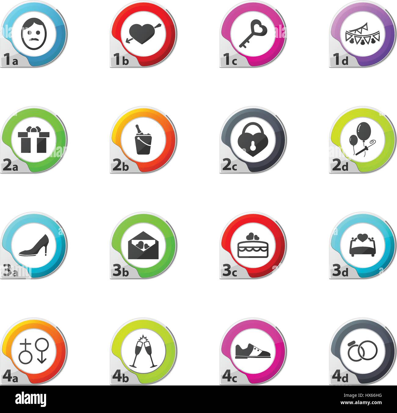 Wedding web icons in flat design with long shadows Stock Vector Image ...