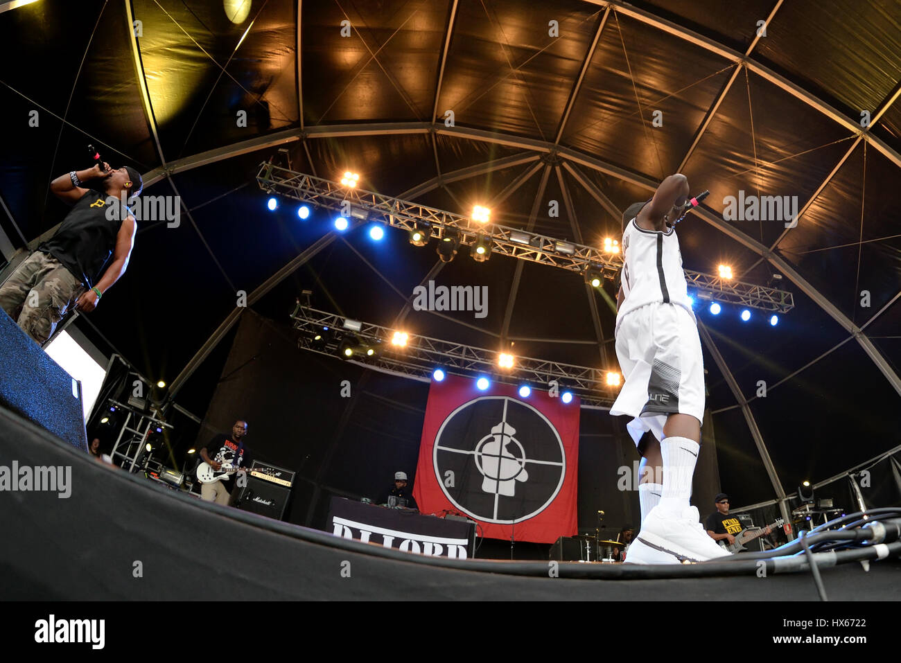 BENICASSIM, SPAIN - JUL 19: Public Enemy (hip hop group) in concert at FIB Festival on July 19, 2015 in Benicassim, Spain. Stock Photo