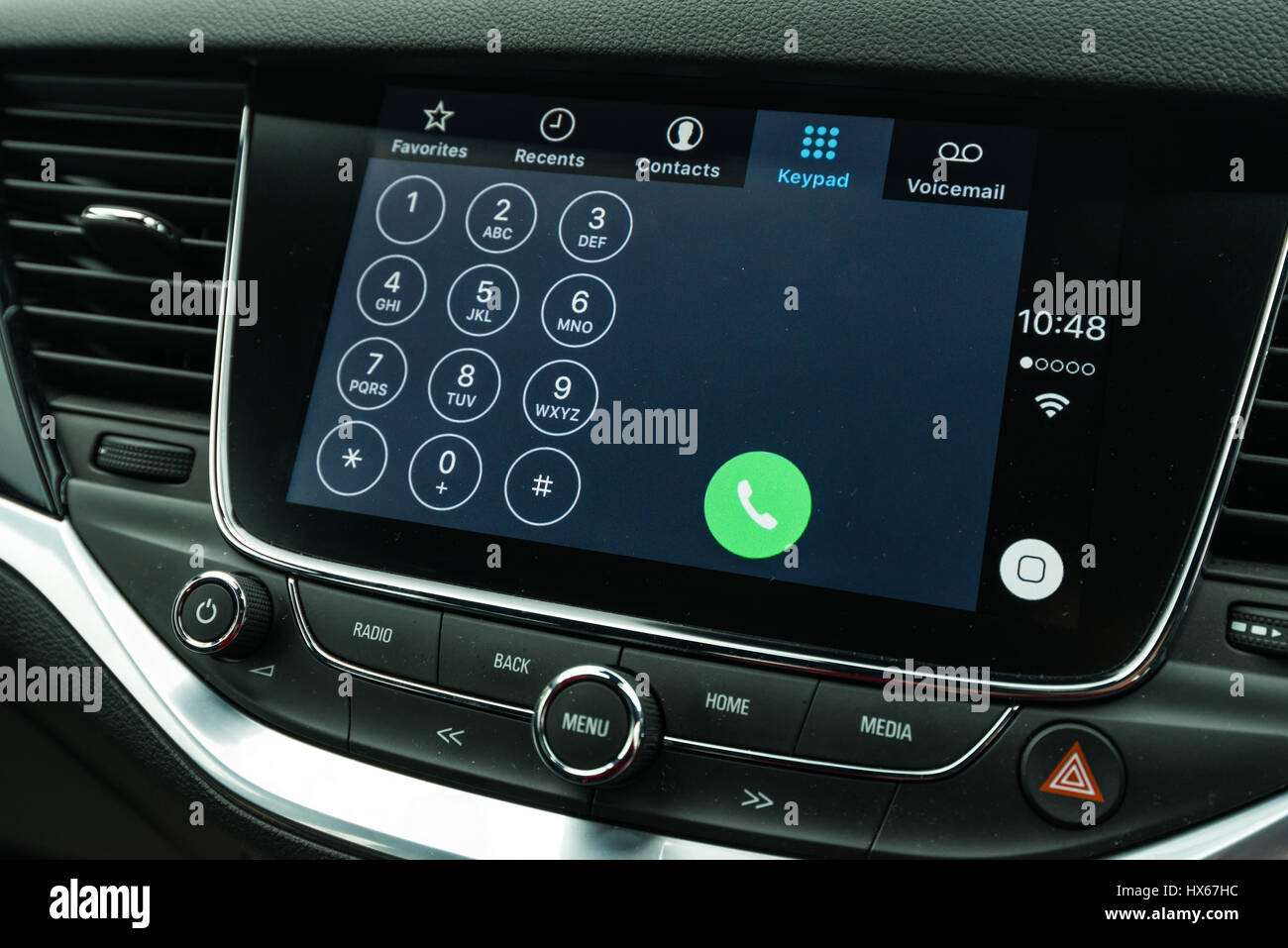Apple CarPlay Vehicle Phone Interface Stock Photo