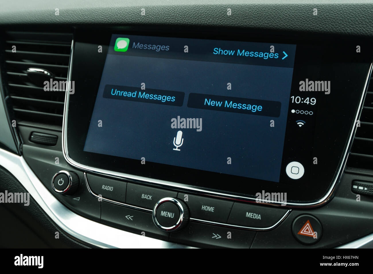 Apple CarPlay Vehicle Phone Interface Voice Screen Stock Photo