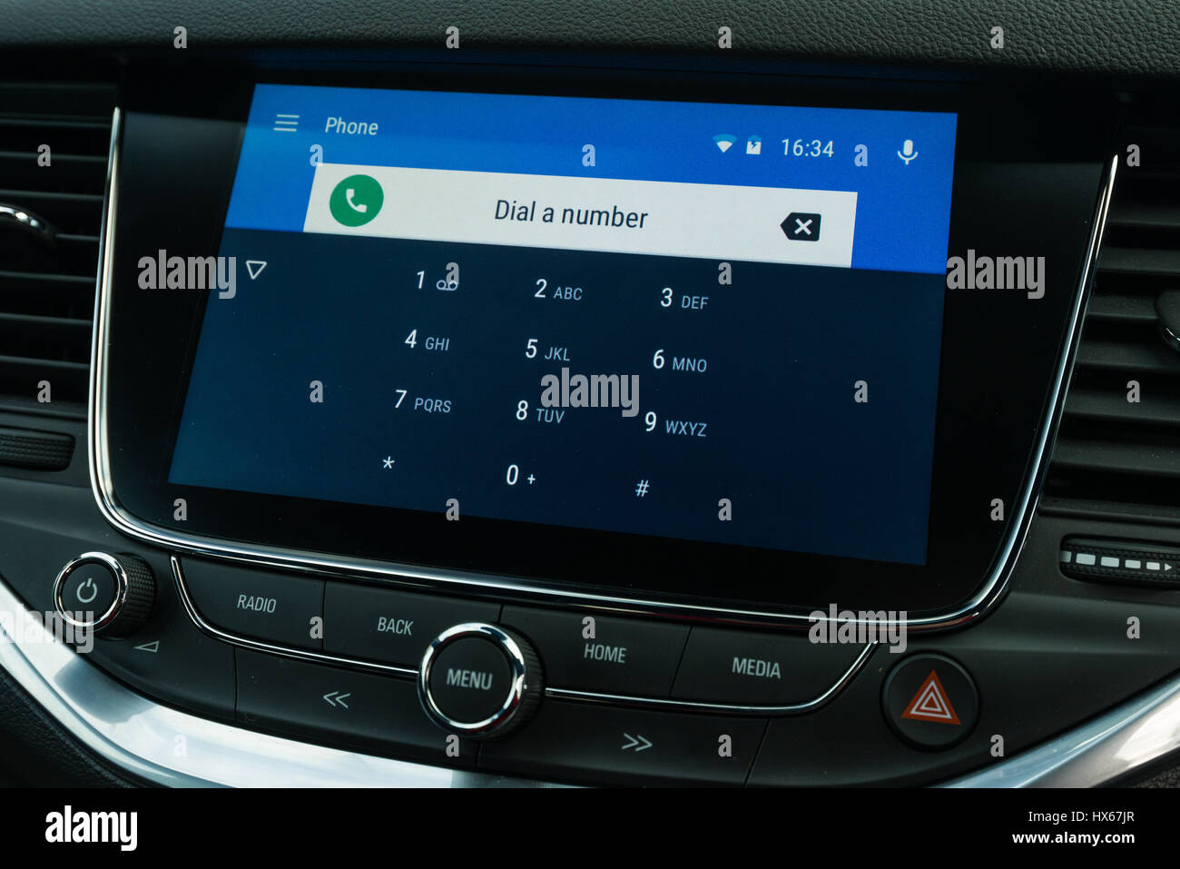 Android Auto Car Vehicle Navigation Interface Showing Phone Dialing Screen Stock Photo