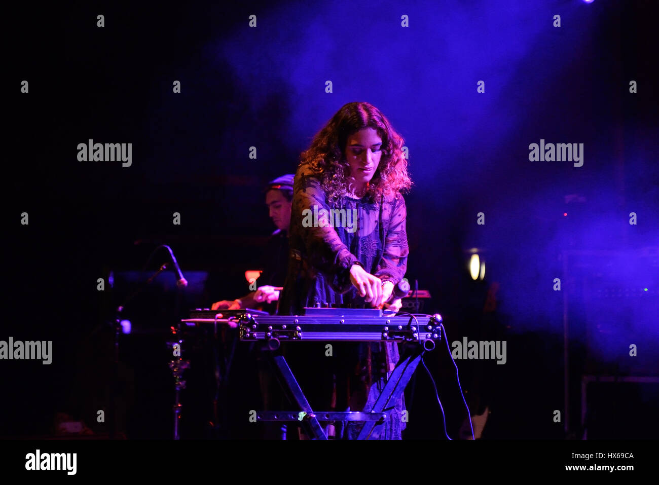 BARCELONA - OCT 25: Empress Of (band) in concert at Primavera Club 2015 Festival on October 25, 2015 in Barcelona, Spain. Stock Photo