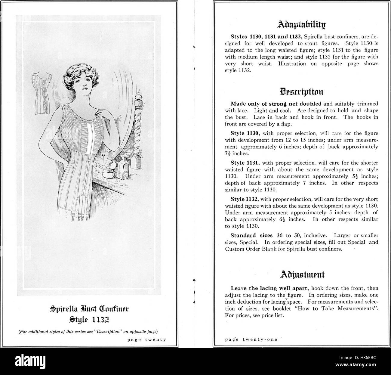 Pages 2021 from the 1913 Spirella Accessories catalog, showcasing the