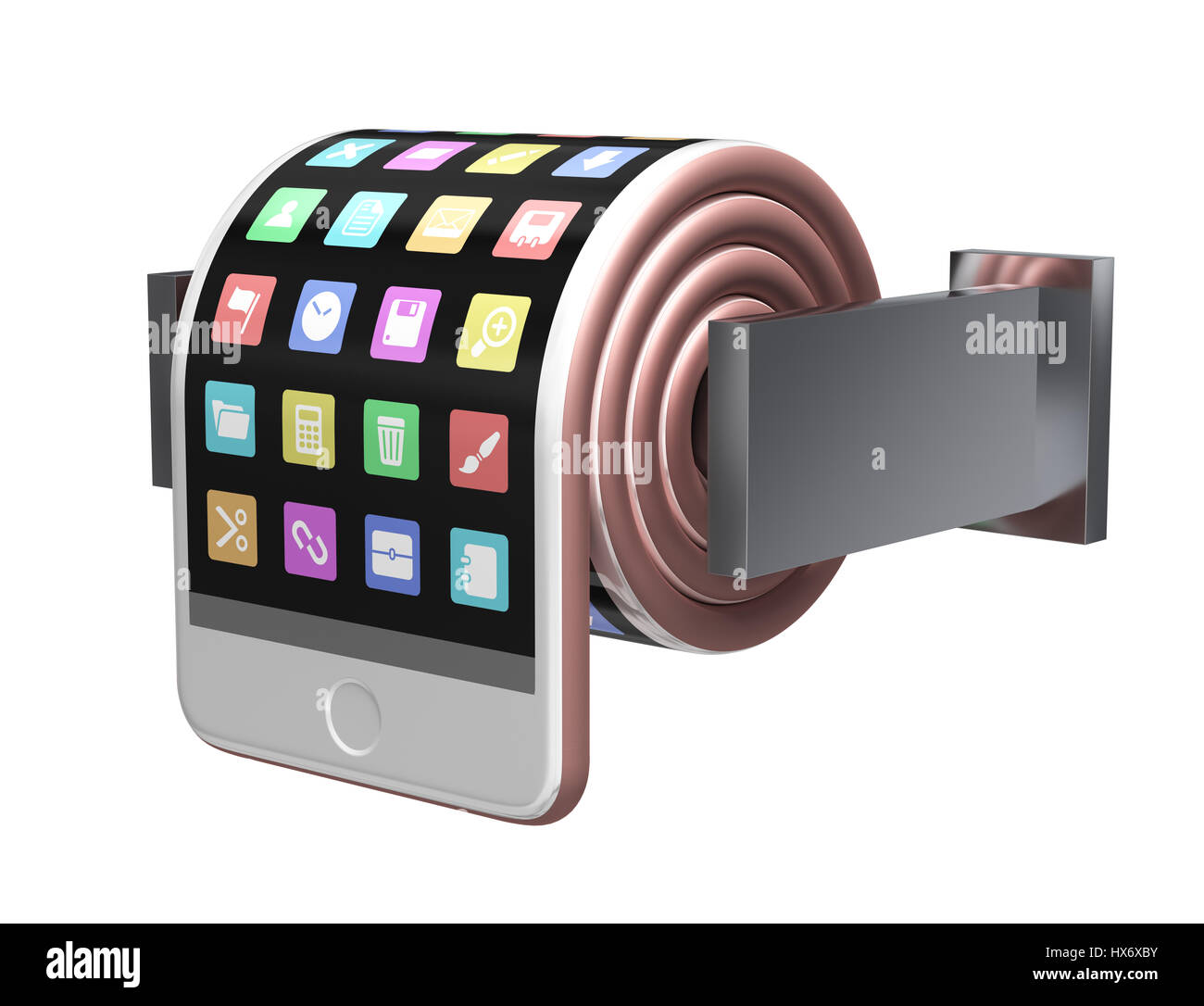 Concept Of Smartphone Like A Toilet Roll. 3D Illustration. Stock Photo