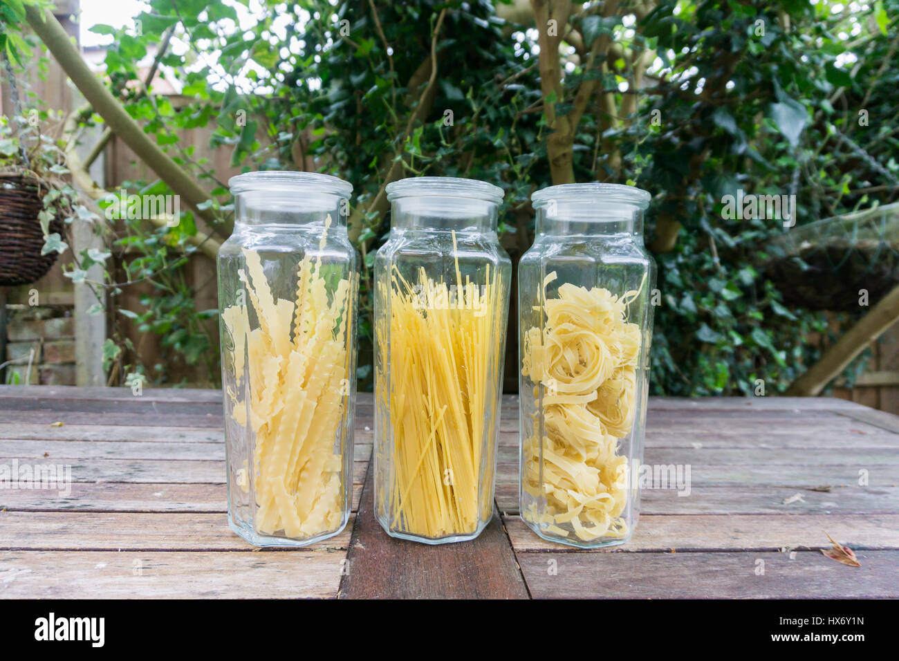 Pasta in display jars Stock Photo Alamy