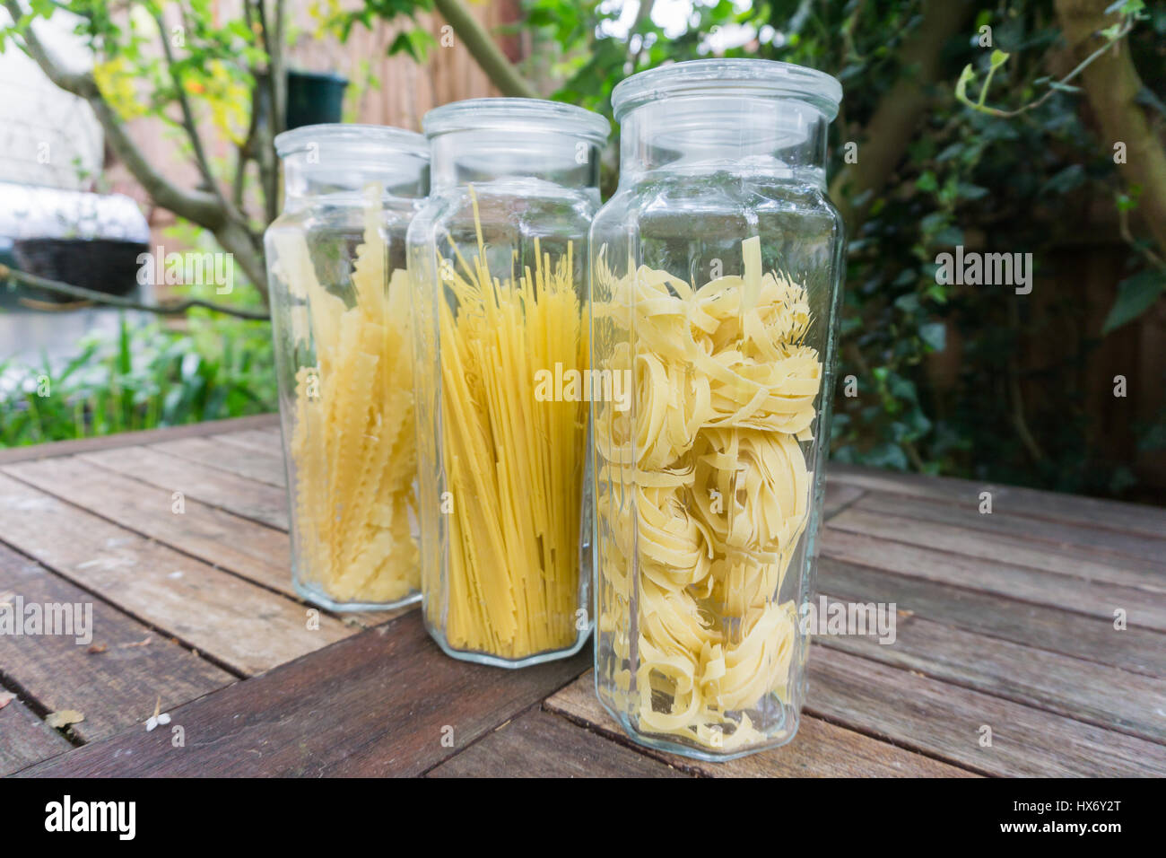 Pasta in display jars Stock Photo Alamy