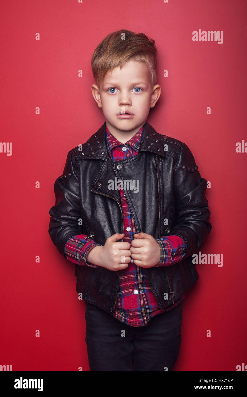 Boys red cheap leather jacket