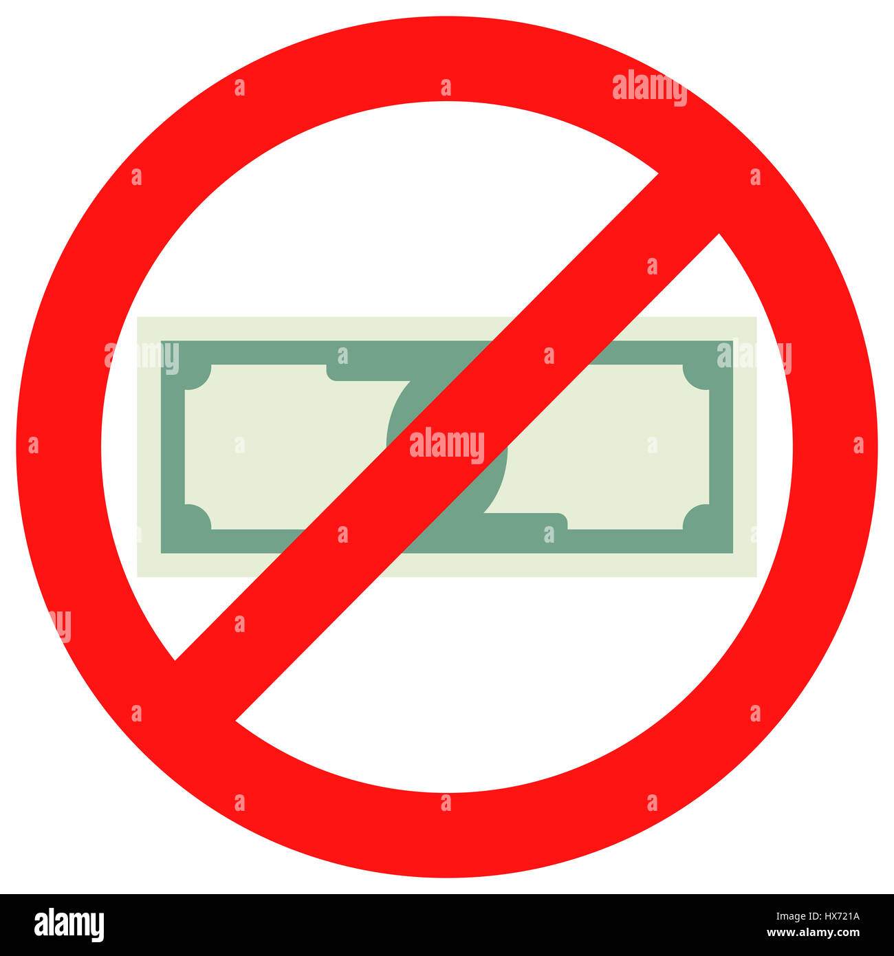 Prohibition of cash. No payment cash, vector stop and forbidden cash