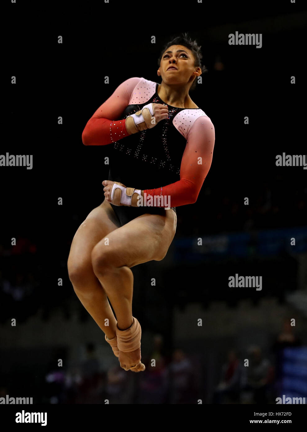 Elissa Downie in action on the Floor during day two of the 2017 Gymnastics British Championships at the Echo Arena, Liverpool. Stock Photo