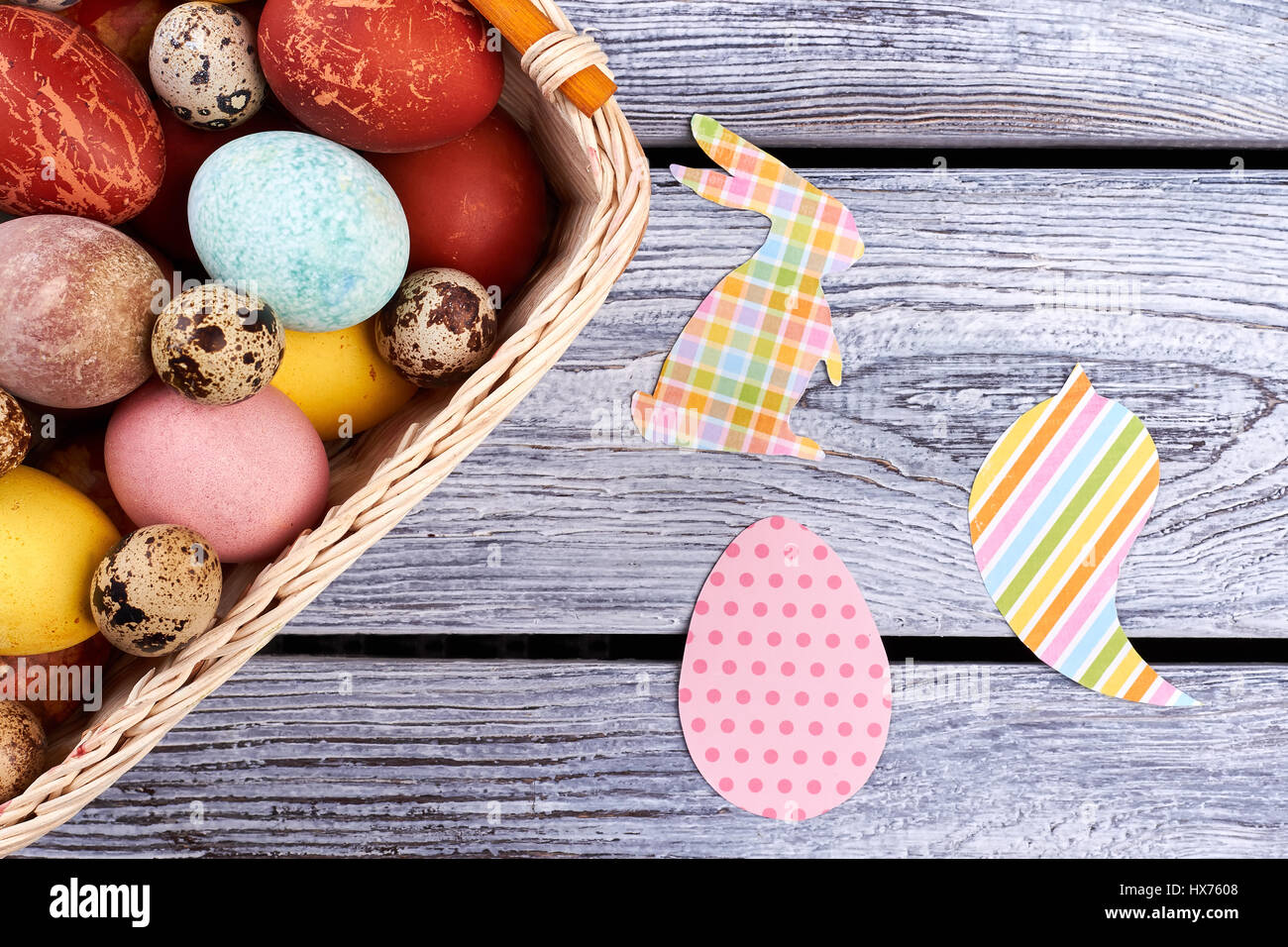 Easter cutouts on gray wood stock photo alamy