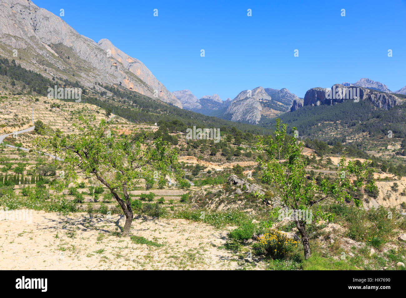 Panoramic view of the mountains near  Sella in the Valencia Region, Spain Stock Photo