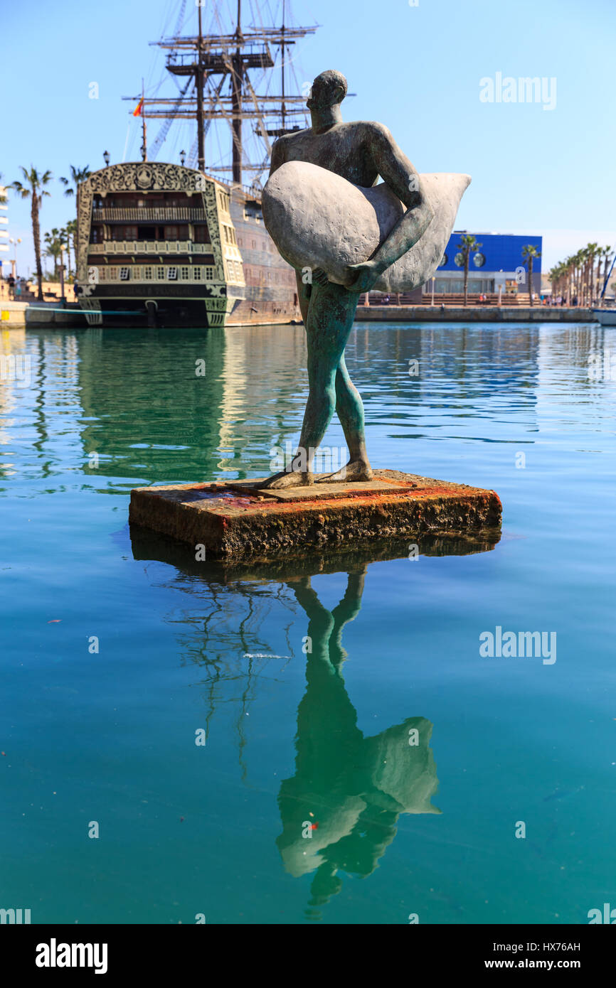 Statue of Icarus, Alicante Harbour, Costa Blanca, Spain Stock Photo
