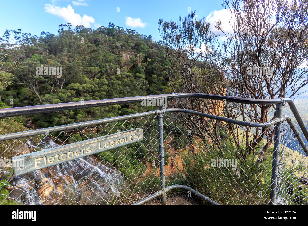 Fletchers Lookout at Wentworth Falls waterfall, Blue mountains national park,new south wales,australia Stock Photo