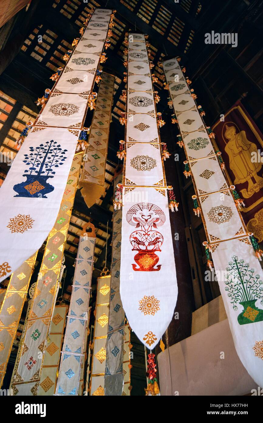 Hanging Chinese zodiac ornaments and decorations in Chiang Mai, Thailand Stock Photo