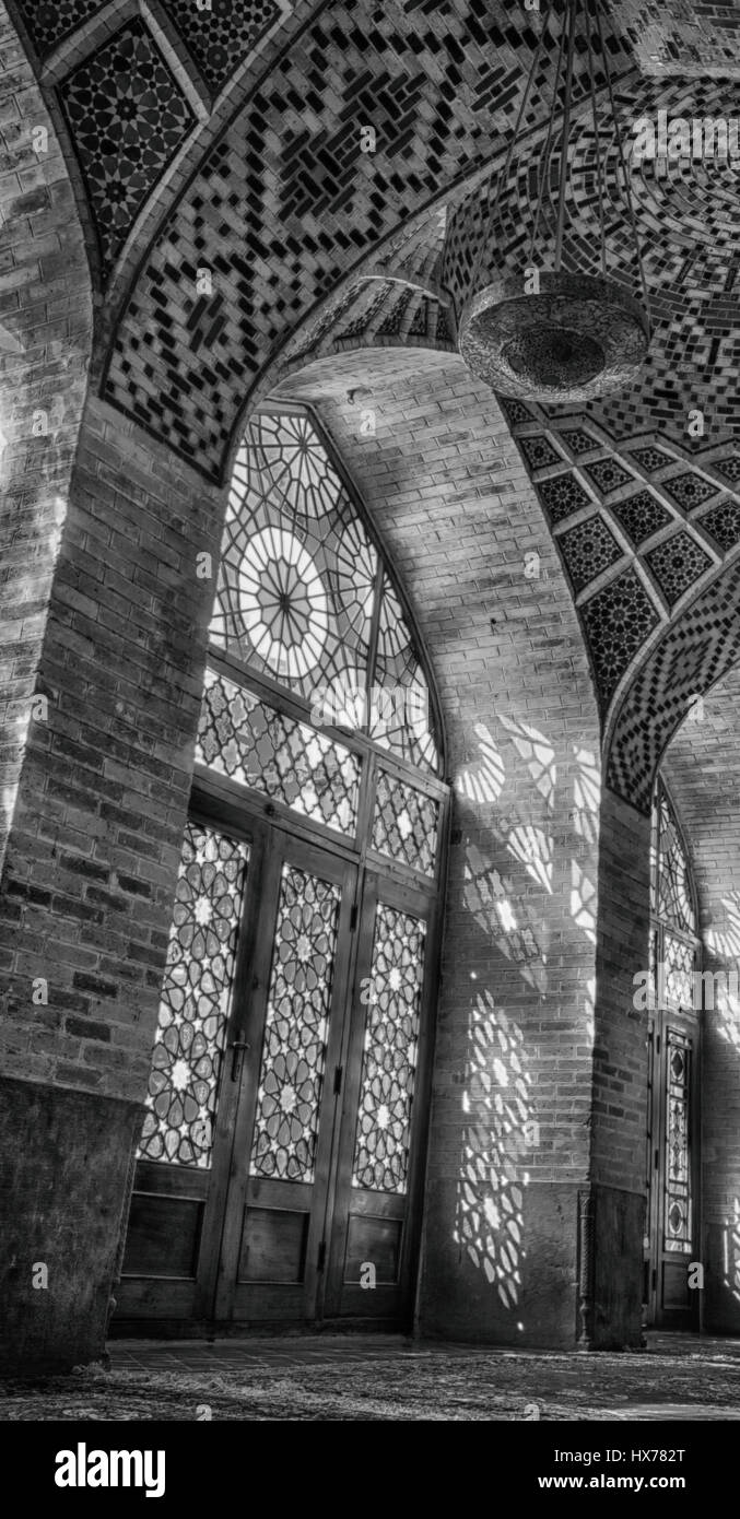 in iran blur colors from the windows the old mosque traditional scenic