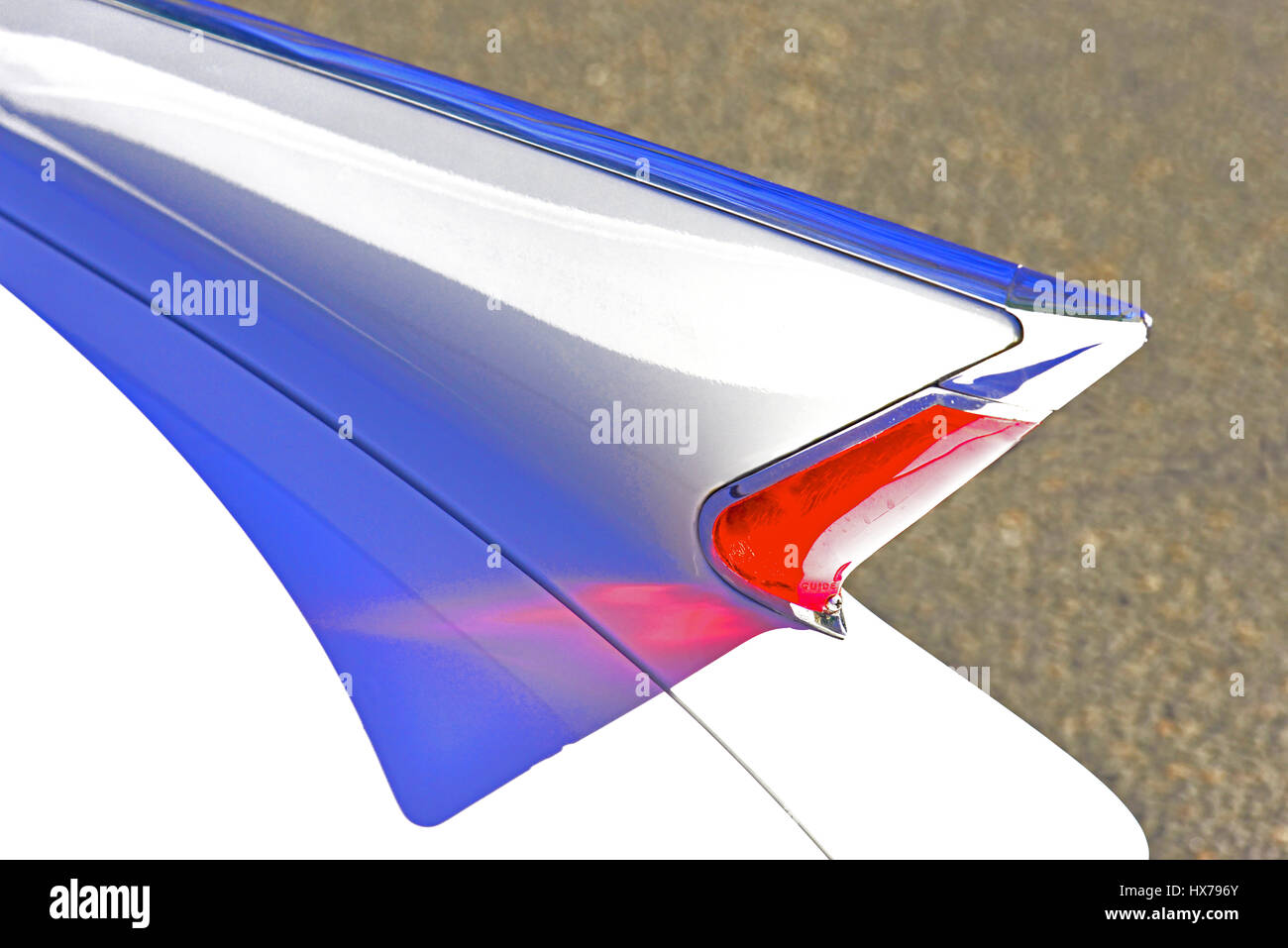 White Cadillac and red light tail fin Stock Photo