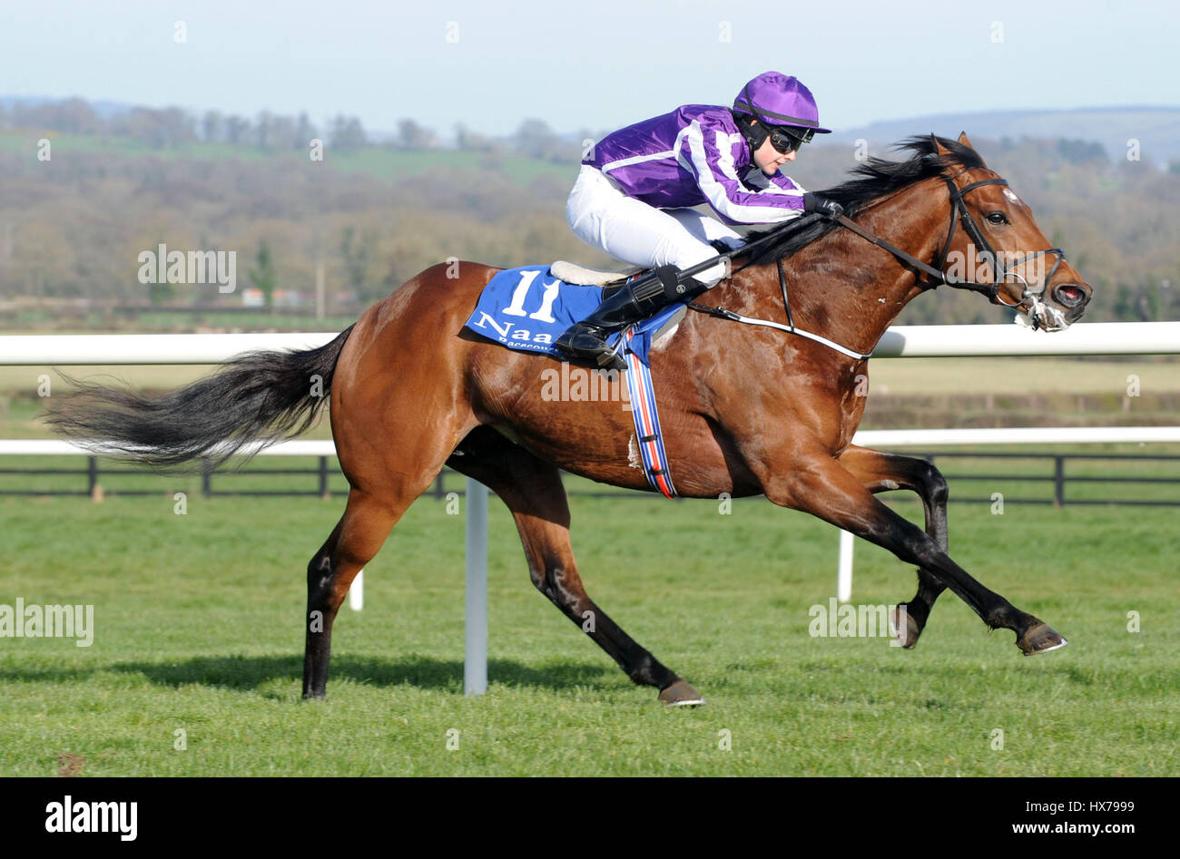 Orderofthegarter and Ana O'Brien win the Irish Stallion Farms E.B.F. Maiden at Naas Racecourse. Stock Photo