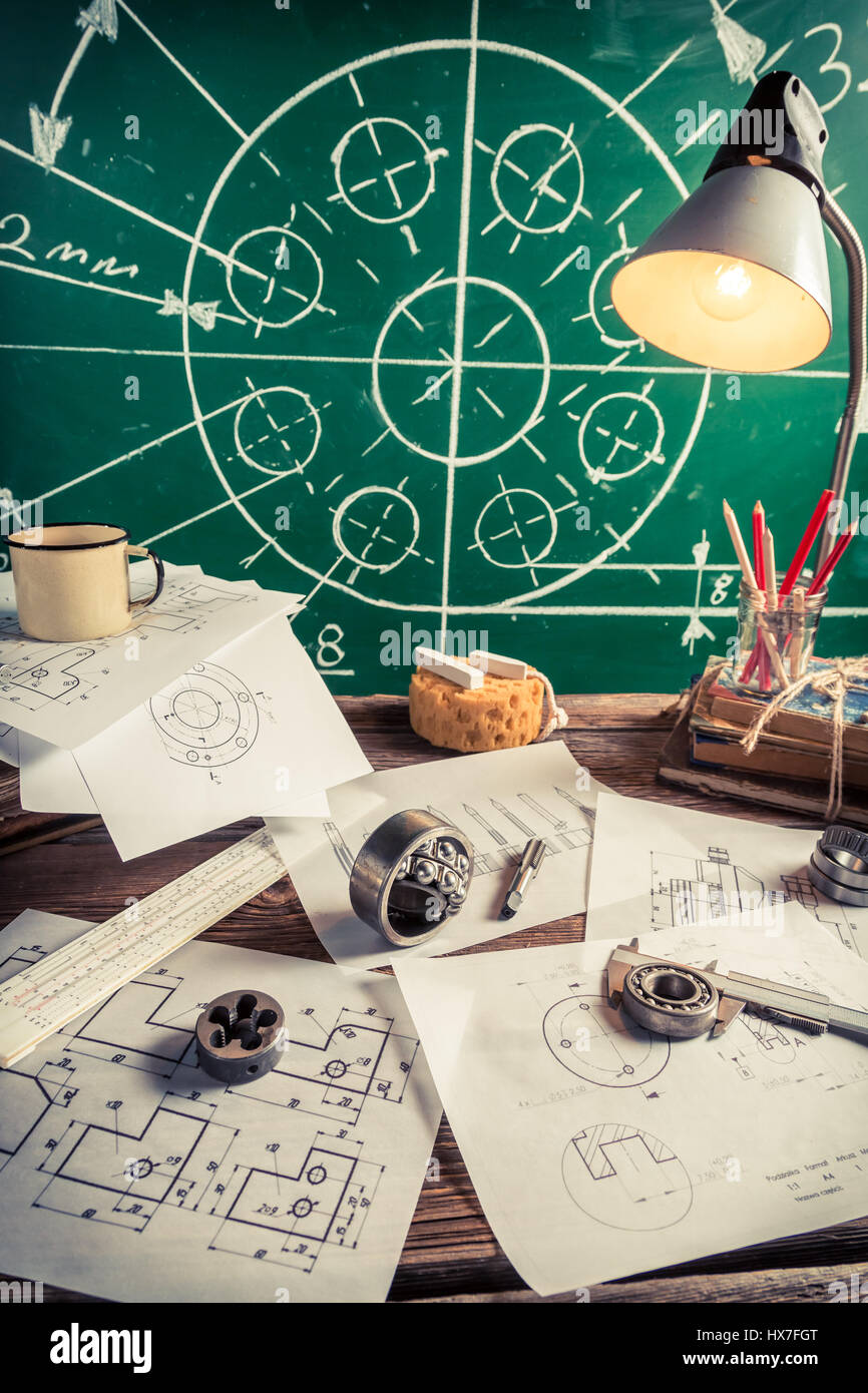 Mechanical Lab Design Vintage laboratory design of mechanical parts as education concept ...