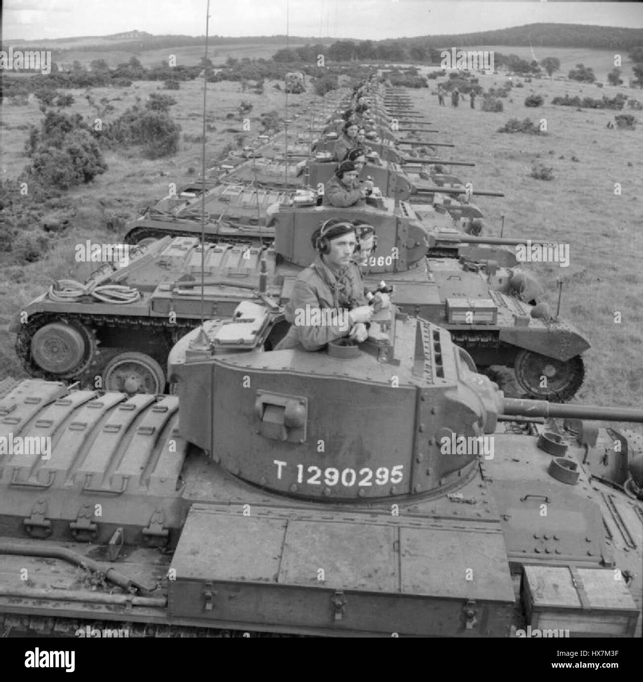 Valentine Mark III tanks of the 16th Tank Brigade 1st Polish Corps lined up during an exercise