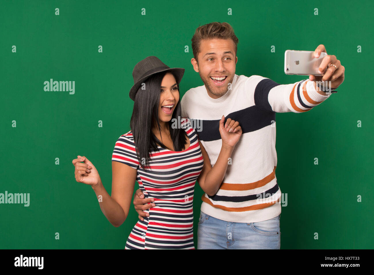 beauty couple taking a selfie Stock Photo