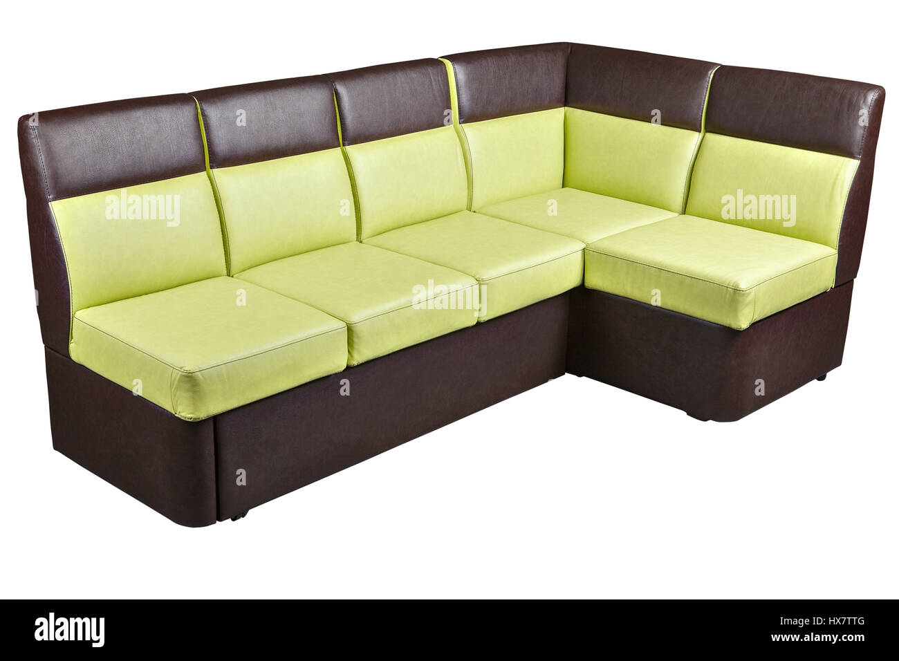 Folded Modern Leather Sectional Sleeper Sofa brown and yellow colored