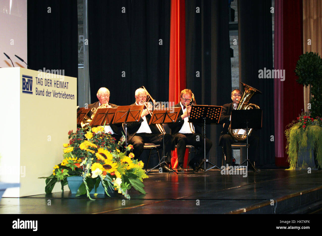 Berlin, Germany, August 30th, 2014: Chancellor Angela Merkel join 'Day of Homeland' event. Stock Photo