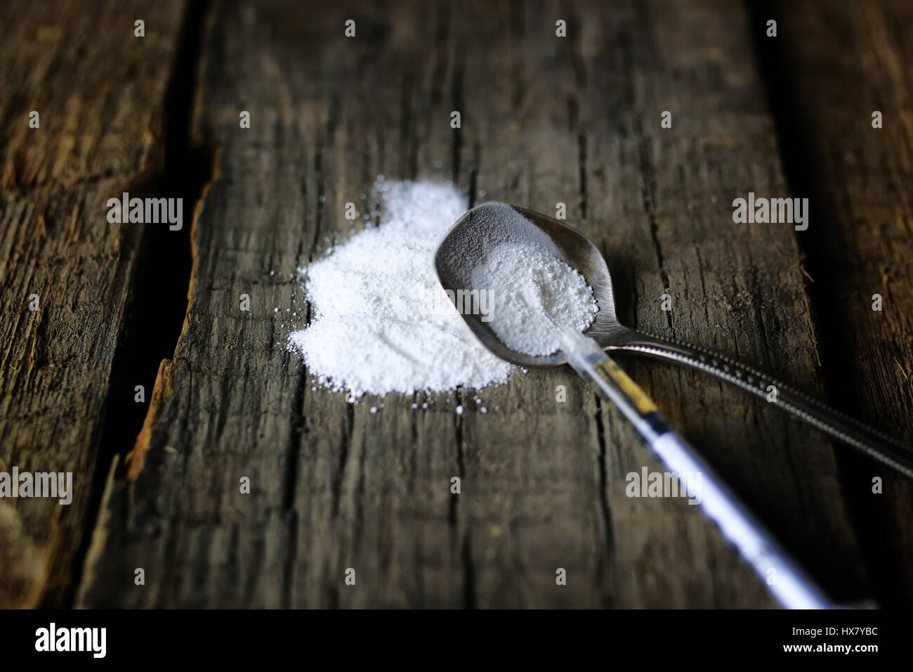 cocain drug syringe spoon Stock Photo - Alamy