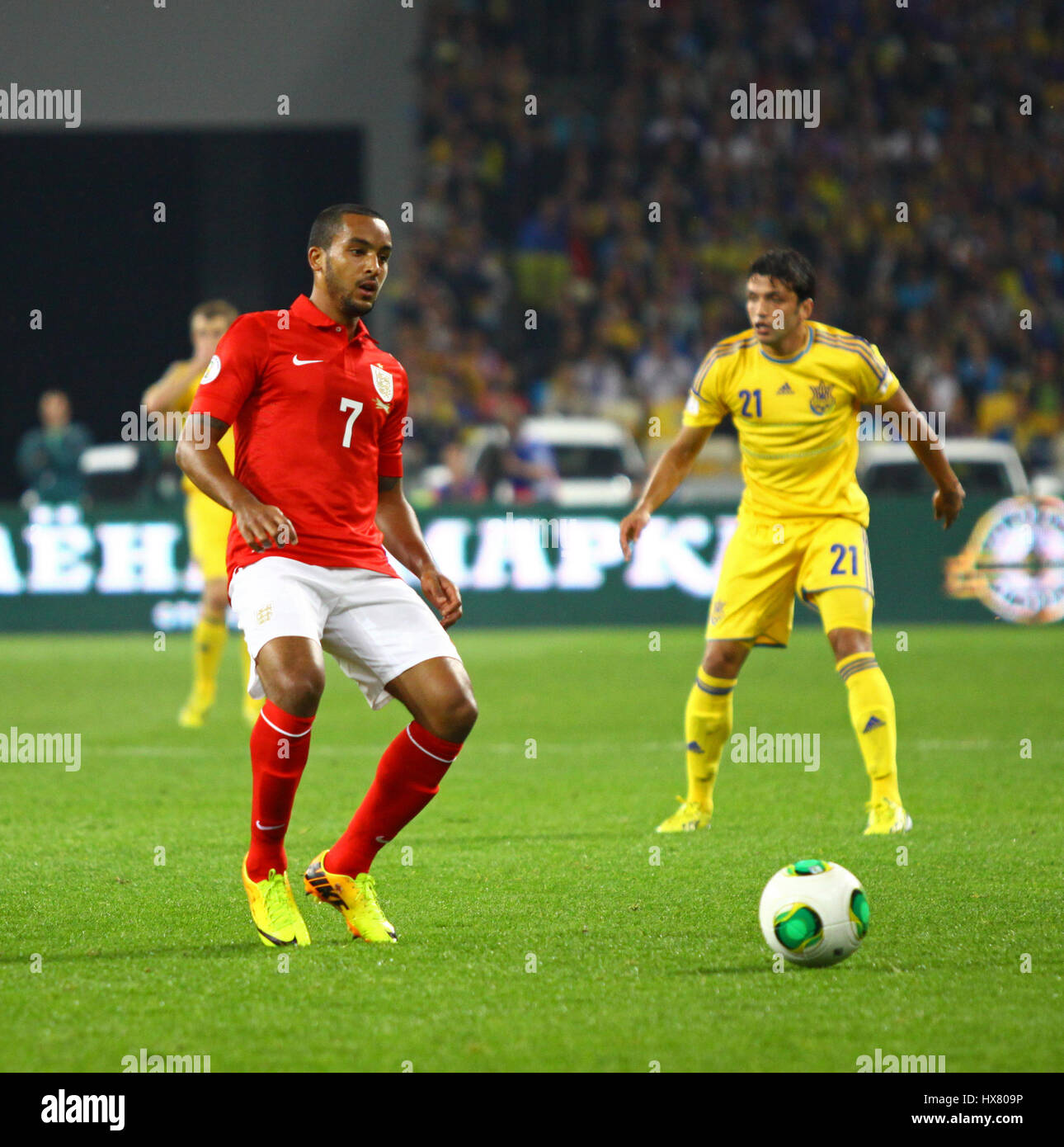 KYIV, UKRAINE - SEPTEMBER 10, 2013: Theo Walcott of England in action
