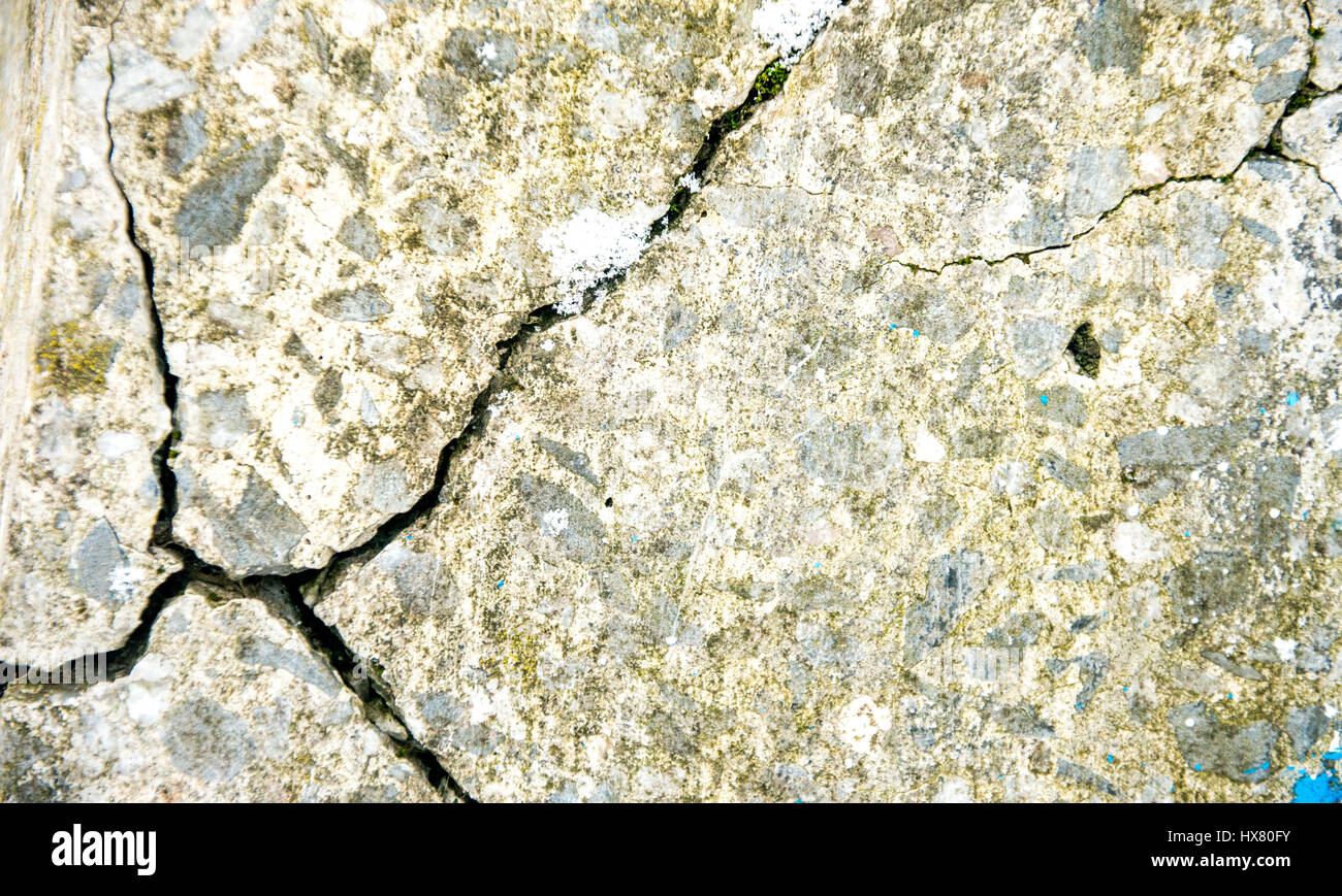 Grunge concrete cement wall with crack in industrial building, great for your design and texture background Stock Photo