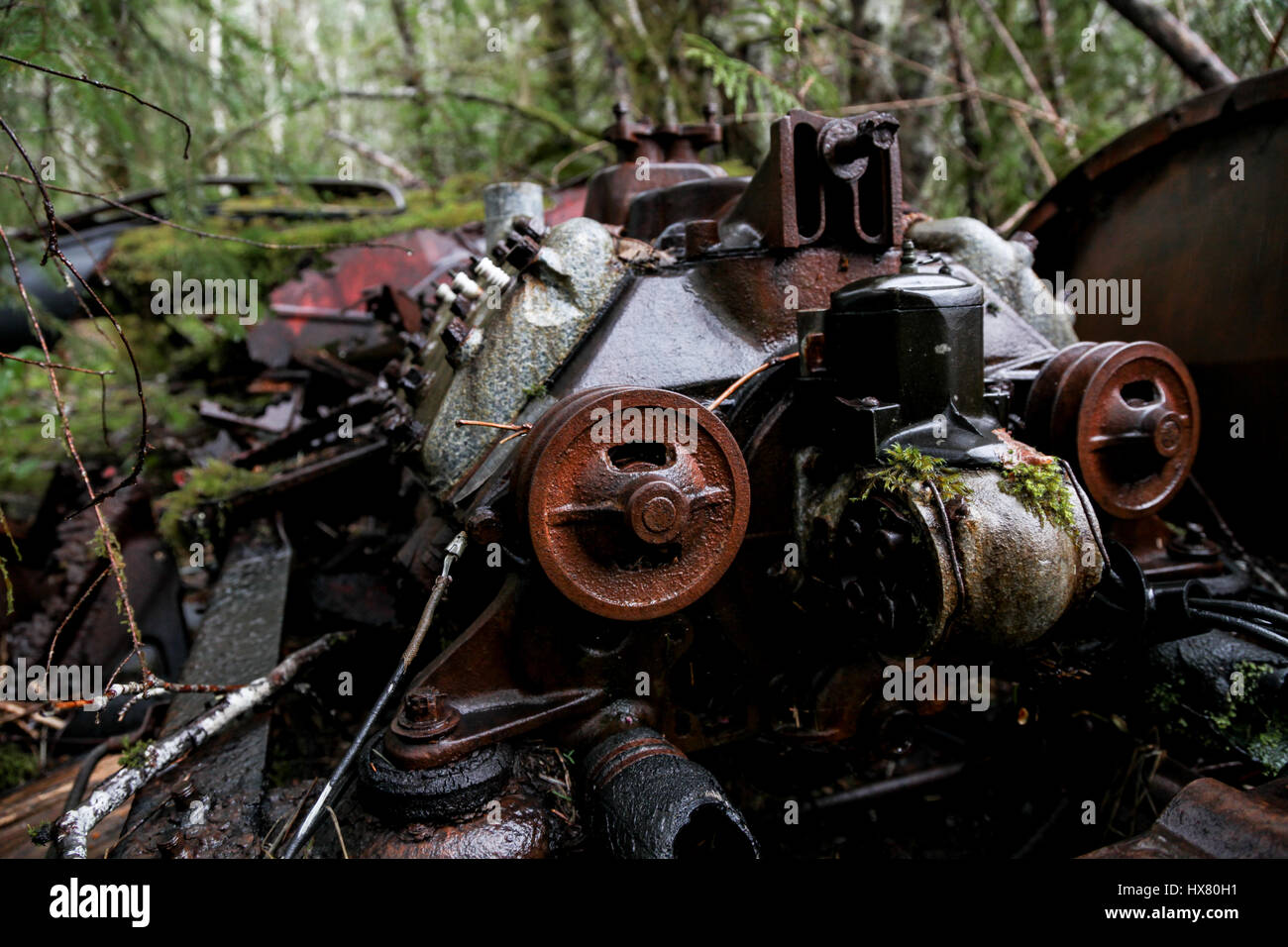 Abandoned Automotive Parts, Tahsis BC Stock Photo Alamy