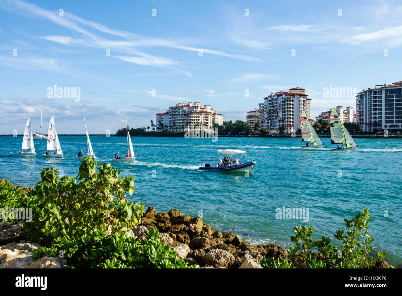 Miami Beach Florida,South Pointe Park,Government Cut,water,motorboat