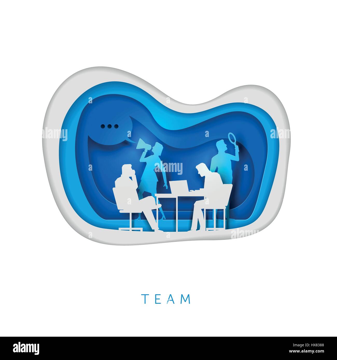 Business concept illustration. Business people working. Paper art style vector illustration. Elements are layered separately in vector file. Stock Vector