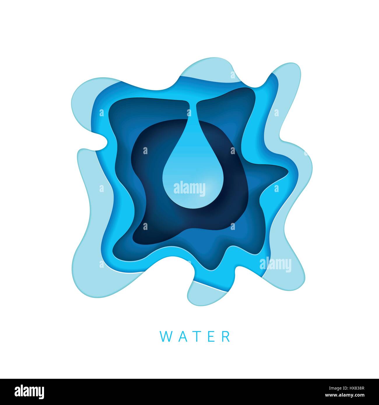 Water drop. Nature concept. Paper art style vector illustration. Stock Vector
