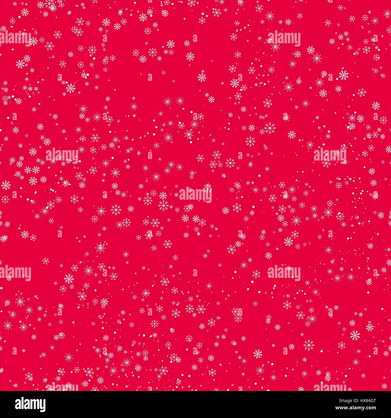 Seamless winter pattern of different snowflakes in white on a red ...