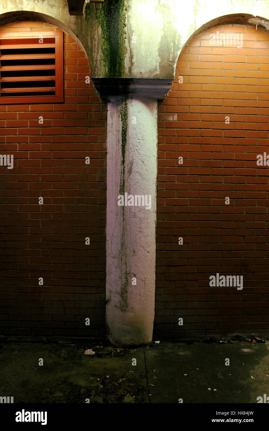 An exterior wall in an underpass Stock Photo