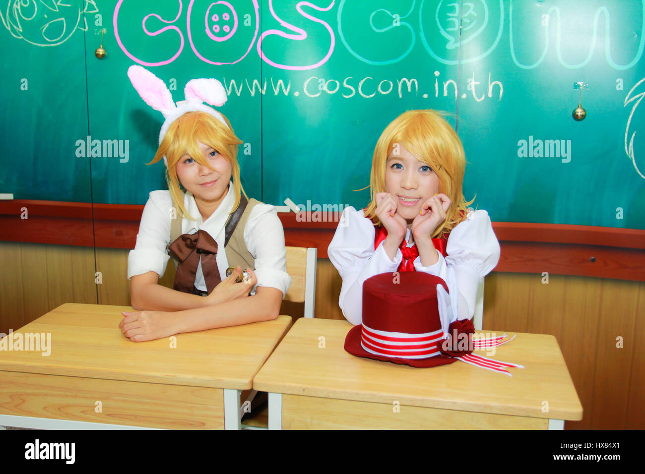 Bangkok - Dec 28: An unidentified Japanese anime cosplay pose in COSCOM ...