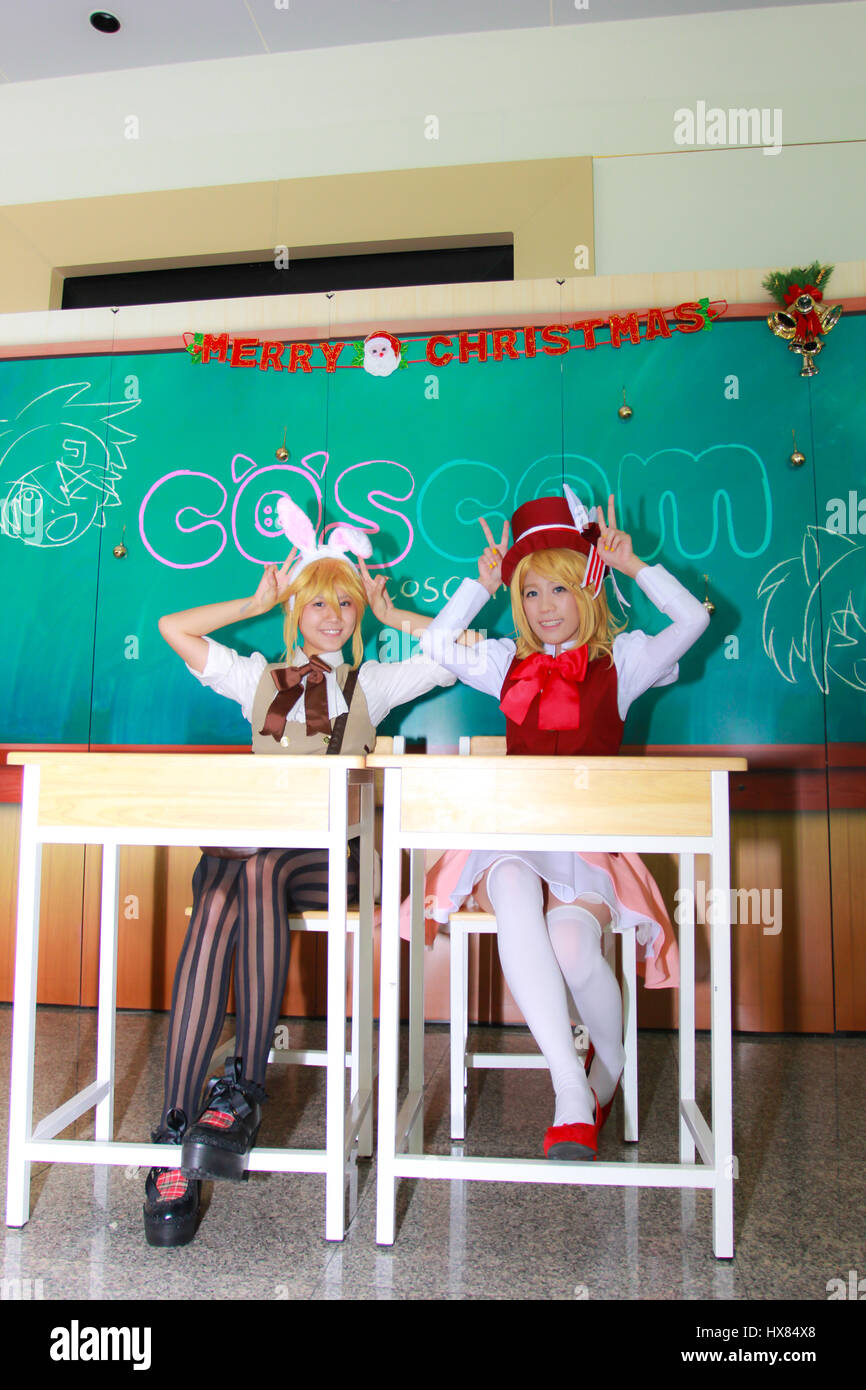 Bangkok - Dec 28: An unidentified Japanese anime cosplay pose in COSCOM ...