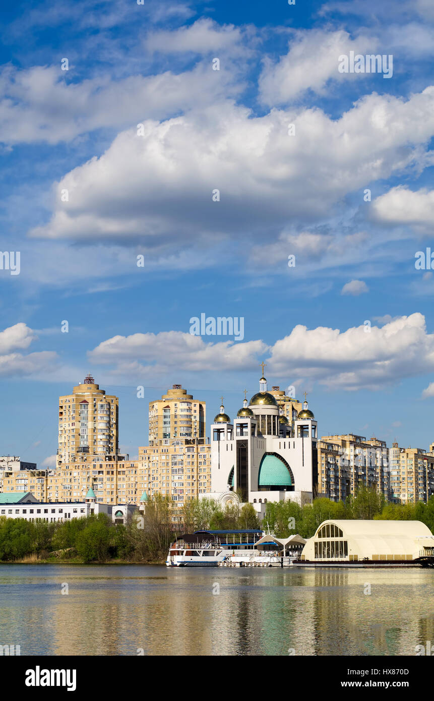 Residential highrises near the river. Apartments. Kiev Ukraine Stock