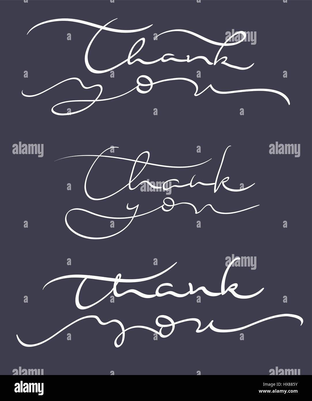 set of Thank you text on dark background. Calligraphy lettering Vector ...