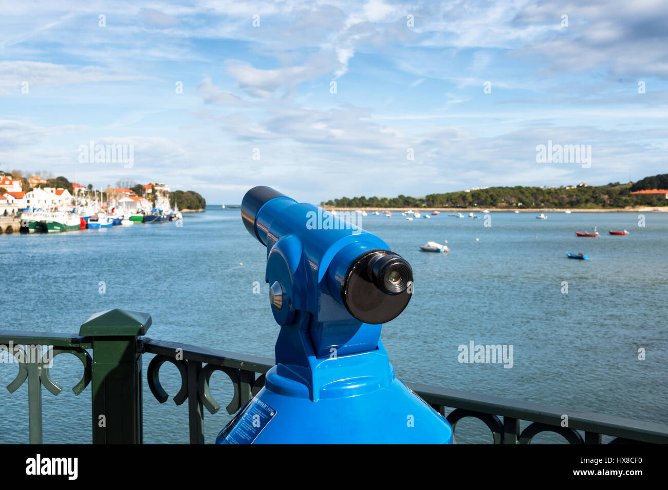 Sea telescope in San Vicente de la Barquera Stock Photo