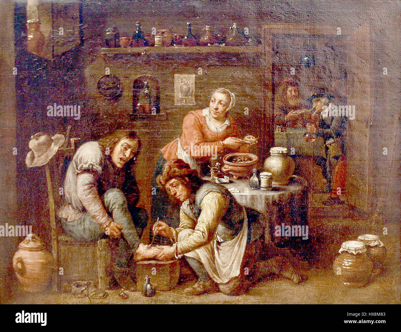 This painting, attributed to the Teniers school, illustrates a medical ...