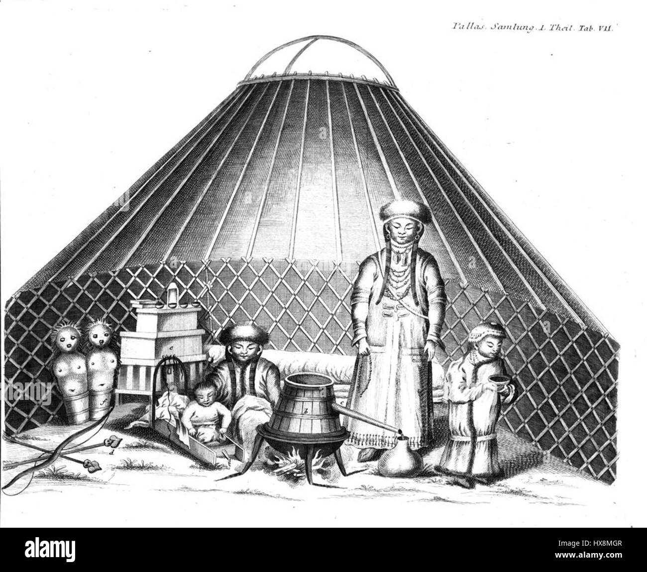 Sammlungen historischer Nachrichten C3BCber die mongolischen VC3B6lkerschaften   Mongol family 2 Stock Photo