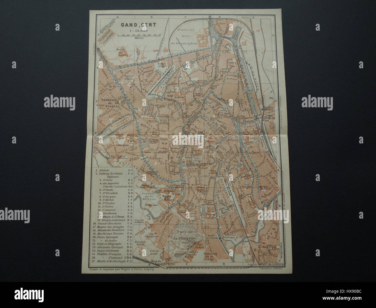 Map of Ghent by Wagner and Debes, 1905 Stock Photo Alamy