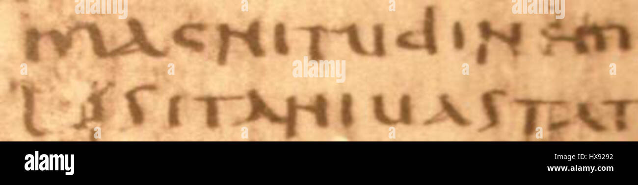 Papyrus Oxyrhynchus 668   British Library 1532r   Epitome of Livy   magnitudinem, Lusitani vastat Stock Photo