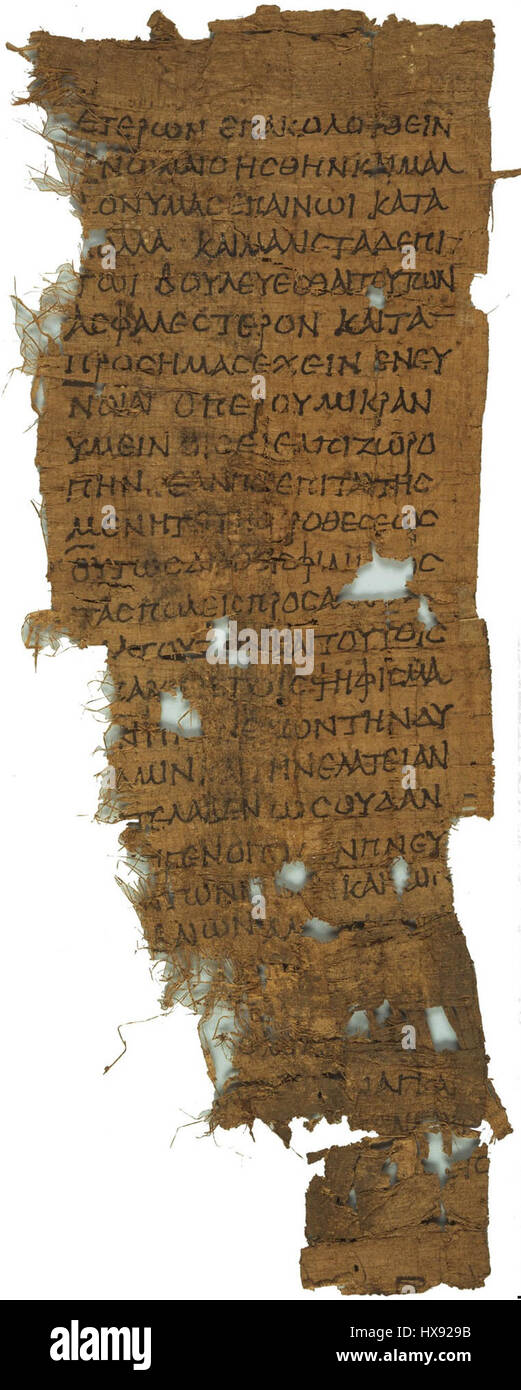 Papyrus Oxyrhynchus 1377   Princeton University Library, AM 9051   Demosthenes, De Corona 167E28093169 Stock Photo