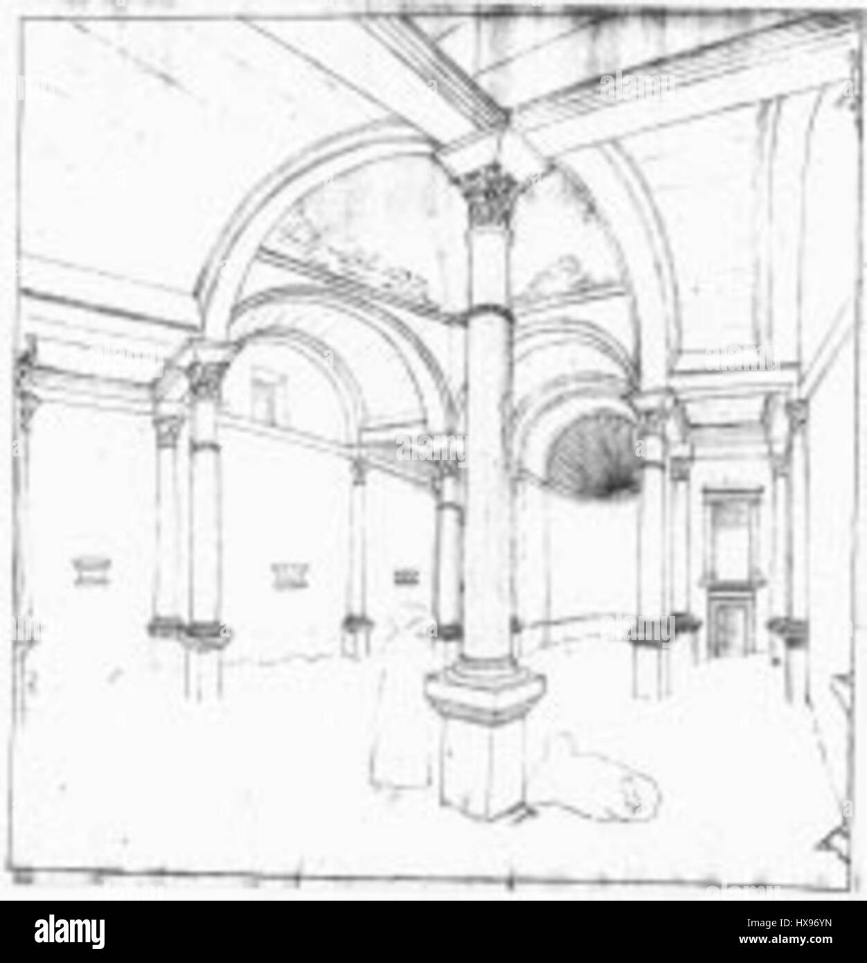 The illustration by Ch. Barry from 1918 depicts a general view of the naos and the adyton of Musmiyeh, an ancient site of archaeological importance. The artwork showcases the architectural layout and features of the site, contributing to the understanding of ancient religious structures. Stock Photo