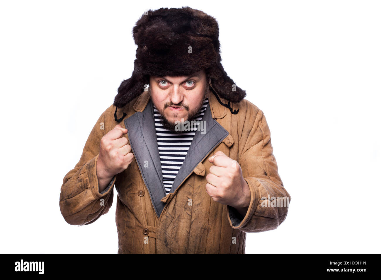 Angry russian. Studio portrait isolated on white background Stock Photo -  Alamy